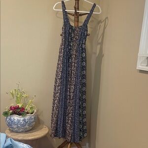 Floral Maxi Dress with Blue and pink Pattern